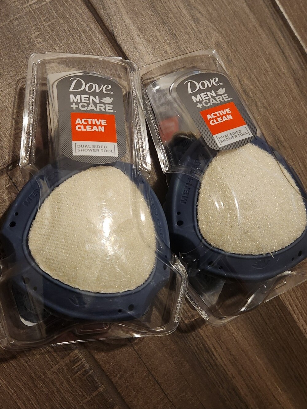 Dove Mens Dual-Sided Shower Tool - Navy Blue